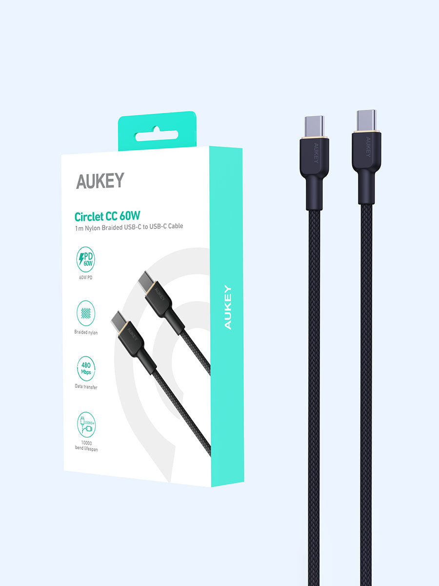 Кабель Aukey Circlet CC 60W 1M Nylon CB-NCC1