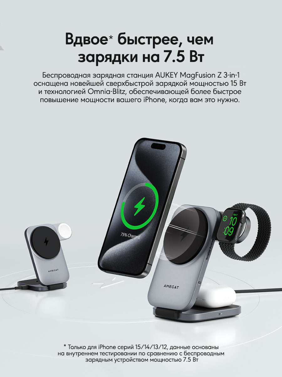 Беспроводное зарядное устройство Aukey MagFusion Z LC-MC312