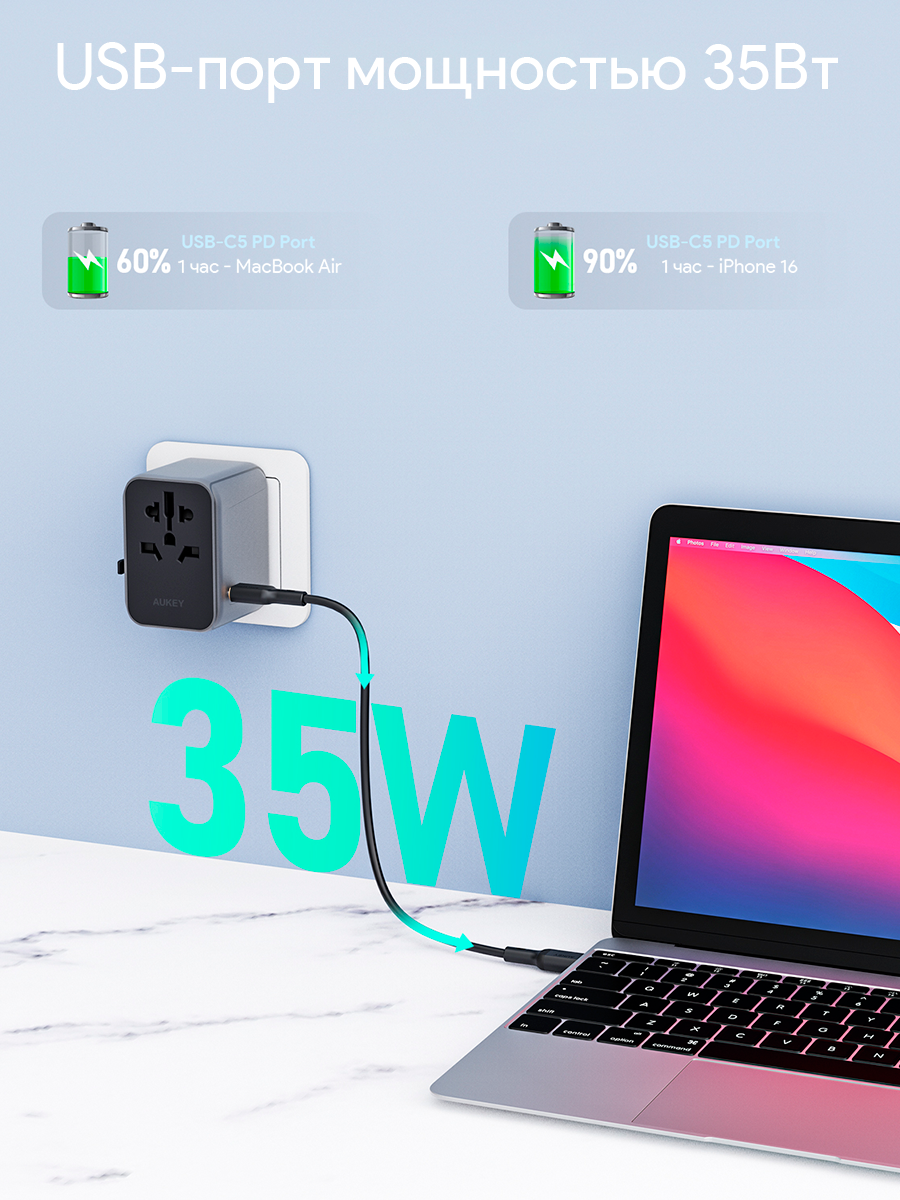Зарядное устройство Aukey PA-TA07 для путешествий